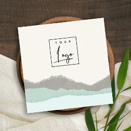 Cartão De Visita Quadrado Logotipo da Borda Torn da Cinza Aqua da Pastel Kra