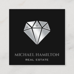 Cartão De Visita Quadrado Logotipo da casa de diamantes moderna de imóveis p