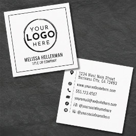 Cartão De Visita Quadrado Logotipo da Empresa Minimalista Profissional