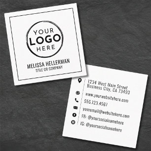 Cartão De Visita Quadrado Logotipo da Empresa Minimalista Profissional