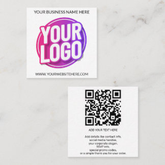 Cartão De Visita Quadrado Logotipo da Equipe da Sua Empresa e Código QR & Te