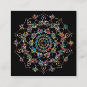 Cartão De Visita Quadrado Logotipo da Flor Elegante Lotus Yoga