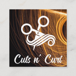 Cartão De Visita Quadrado Logotipo da Tesoura Hair Stylist Bela das Mulher