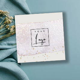 Cartão De Visita Quadrado Logotipo de Aquarela do Pincel Lilac Dourado abstr