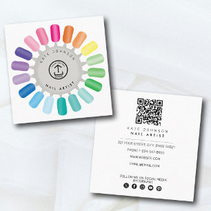 Cartão De Visita Quadrado Logotipo de Artista de Unhas Beleza Manicure Pedic