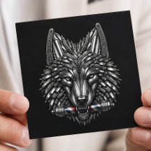 Logotipo de Barbeiro Metal Prata Navalha Lobo Loja