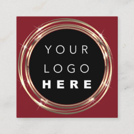 Cartão De Visita Quadrado Logotipo de código QR Compro online Quadro Dourado