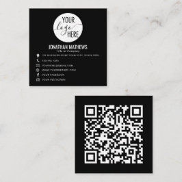 Cartão De Visita Quadrado Logotipo de Código QR da Empresa Profissional Bási