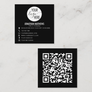 Cartão De Visita Quadrado Logotipo de Código QR da Empresa Profissional Bási