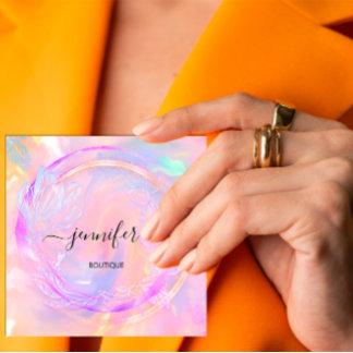 Cartão De Visita Quadrado Logotipo de código QR floral profissional