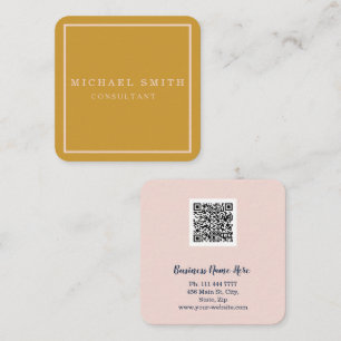 Cartão De Visita Quadrado Logotipo de Código QR Minimalista Moderno Personal