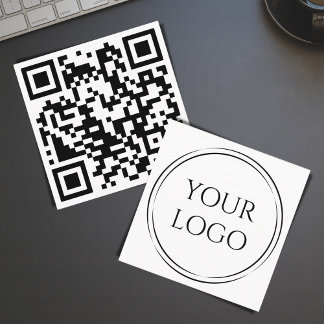 Cartão De Visita Quadrado Logotipo de código QR minimalista personalizado si