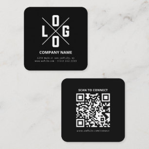 Cartão De Visita Quadrado Logotipo de Código QR Personalizado Minimalista Mo