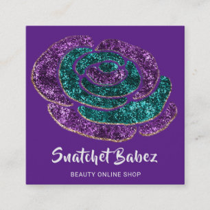 Cartão De Visita Quadrado Logotipo de código QR roxo da Beleza Comprada onl