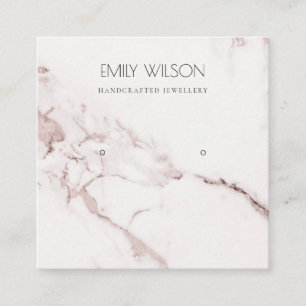 CARTÃO DE VISITA QUADRADO LOGOTIPO DE EXIBIÇÃO DO COBRE BLUSH PINK MARBLE 