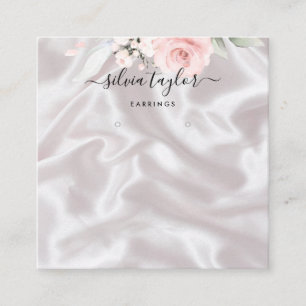 Cartão De Visita Quadrado Logotipo de exibição do Rosa Dourado Floral Earraç