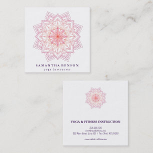 Cartão De Visita Quadrado Logotipo de Flor de Lótus Elegante Yoga