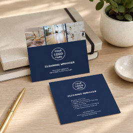Cartão De Visita Quadrado Logotipo de Foto de Serviços de Limpeza Modernos A