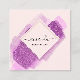 Cartão De Visita Quadrado Logotipo de Maqueamento de Beleza de Quadro Profis