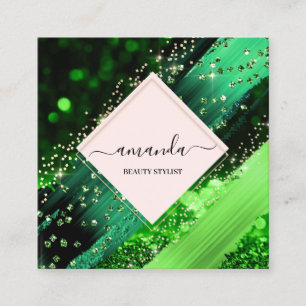 Cartão De Visita Quadrado Logotipo de Maquiagem de Beleza Profissional Bem-e