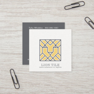 Cartão De Visita Quadrado Logotipo de Mosaico de Leão Código QR