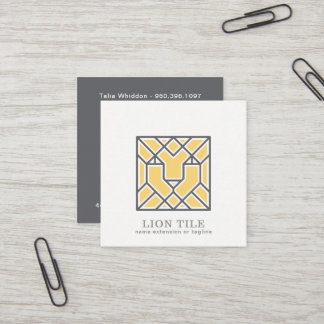 Cartão De Visita Quadrado Logotipo de Mosaico de Leão | Código QR