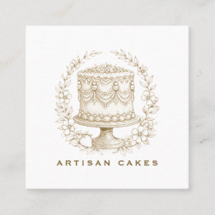 Cartão De Visita Quadrado Logotipo de Padaria de Bolo Elegante