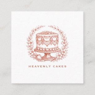 Cartão De Visita Quadrado Logotipo de Padaria de Bolo Elegante