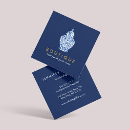 Cartão De Visita Quadrado Logotipo de Potência do Jar Ginger Azul Designer A