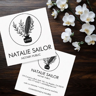 Cartão De Visita Quadrado Logotipo de Quill Botânico Elegante Chic Público