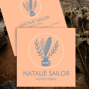 Cartão De Visita Quadrado Logotipo de Quill Botânico Elegante Chic Público