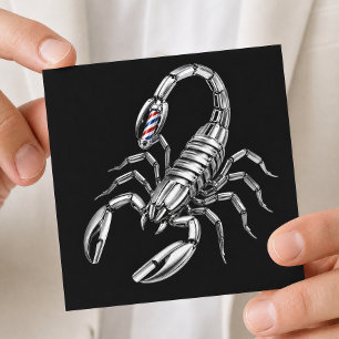 Cartão De Visita Quadrado Logotipo de Tesoura de Cabeireiro Escorpião de Pra