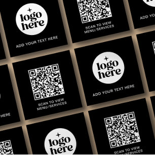 Cartão De Visita Quadrado Logotipo de texto comercial simples de QR Code