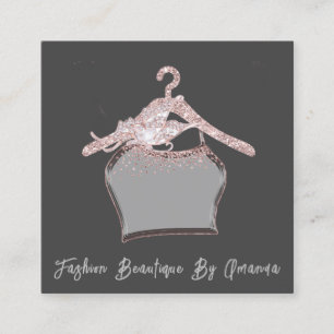 Cartão De Visita Quadrado Logotipo de vestimenta da moda Cinza de código QR 