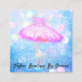 Cartão De Visita Quadrado Logotipo de vestimenta da moda Código QR Glitter P
