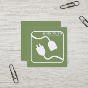 Cartão De Visita Quadrado Logotipo do Cabo de Extensão de Eletricista Modern