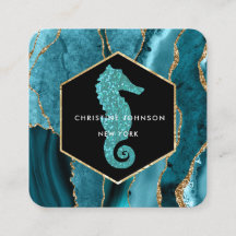 logotipo do cavalo marinho na turquesa agate