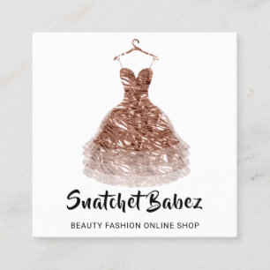 Cartão De Visita Quadrado Logotipo do código QR do vestiário branco da moda