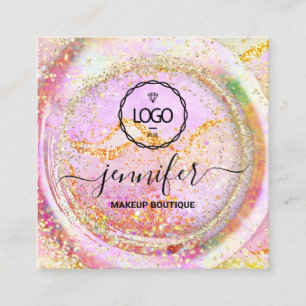 Cartão De Visita Quadrado Logotipo do Compro Boutique Luxury QR Código Hológ