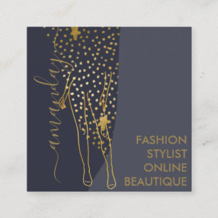 Cartão De Visita Quadrado Logotipo do Designer de Moda QR Body SHAPE Stylist