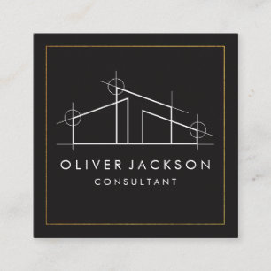 Cartão De Visita Quadrado Logotipo do Home Architect