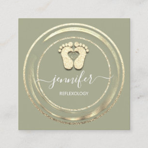 Cartão De Visita Quadrado Logotipo do QR Reflexologia Foot Massagem Pé Mint