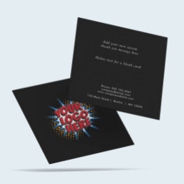 Cartão De Visita Quadrado Logotipo e envio de texto personalizado preto mode