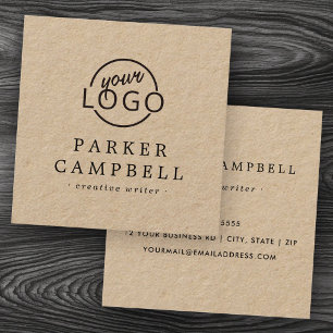 Cartão De Visita Quadrado Logotipo elegante e minimalista papel Kraft