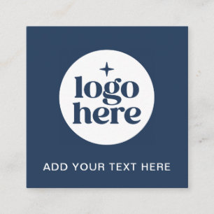Cartão De Visita Quadrado Logotipo Empresarial Azul de Código QR Simples