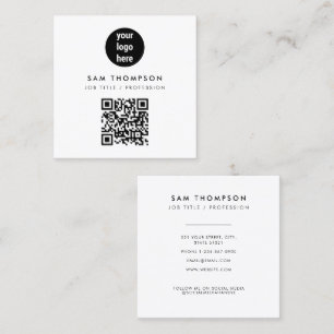 Cartão De Visita Quadrado Logotipo Empresarial Código QR Moderno Minimalista