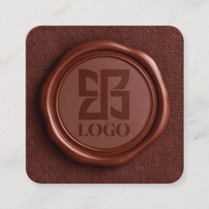 Cartão De Visita Quadrado Logotipo Empresarial Elegante de Cera de Borgonha