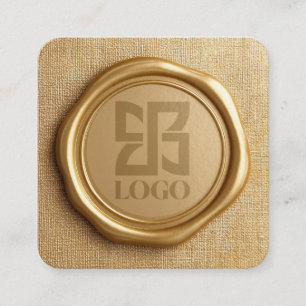 Cartão De Visita Quadrado Logotipo Empresarial Elegante em Cera Dourada Fals