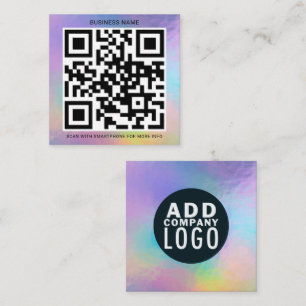 Cartão De Visita Quadrado Logotipo Empresarial Moderno com QR Code