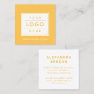 Cartão De Visita Quadrado Logotipo Empresarial Personalizado Amarelo Moderno